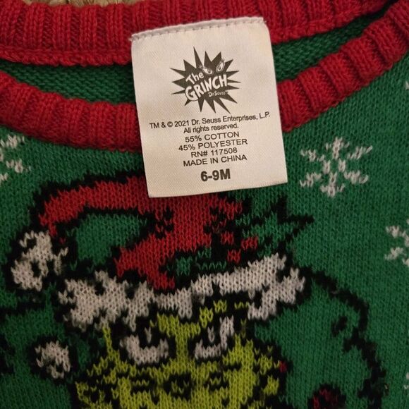The Grinch Size 6-9 Months Ugly Holiday Christmas Sweater Mr. Grinch‎ Story - Picture 3 of 4